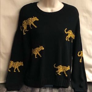 Rails pullover black sweater with tiger print